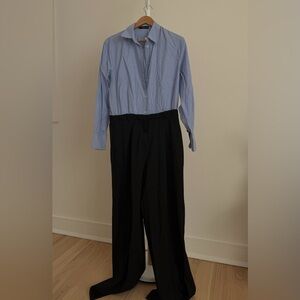 Mango Blue and Black Jumpsuit